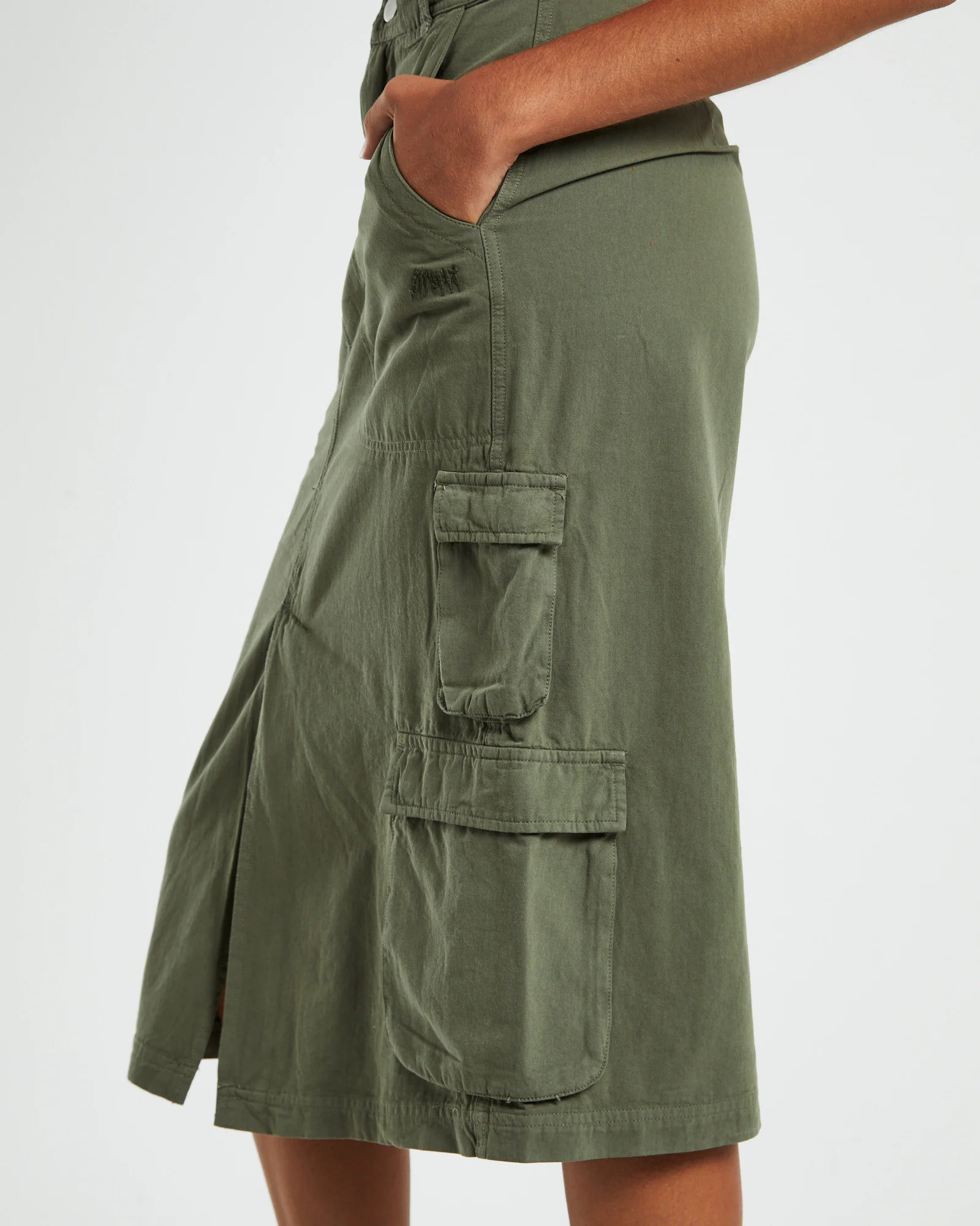 Waterpipe Midi Cargo Skirt Khaki - Image 6