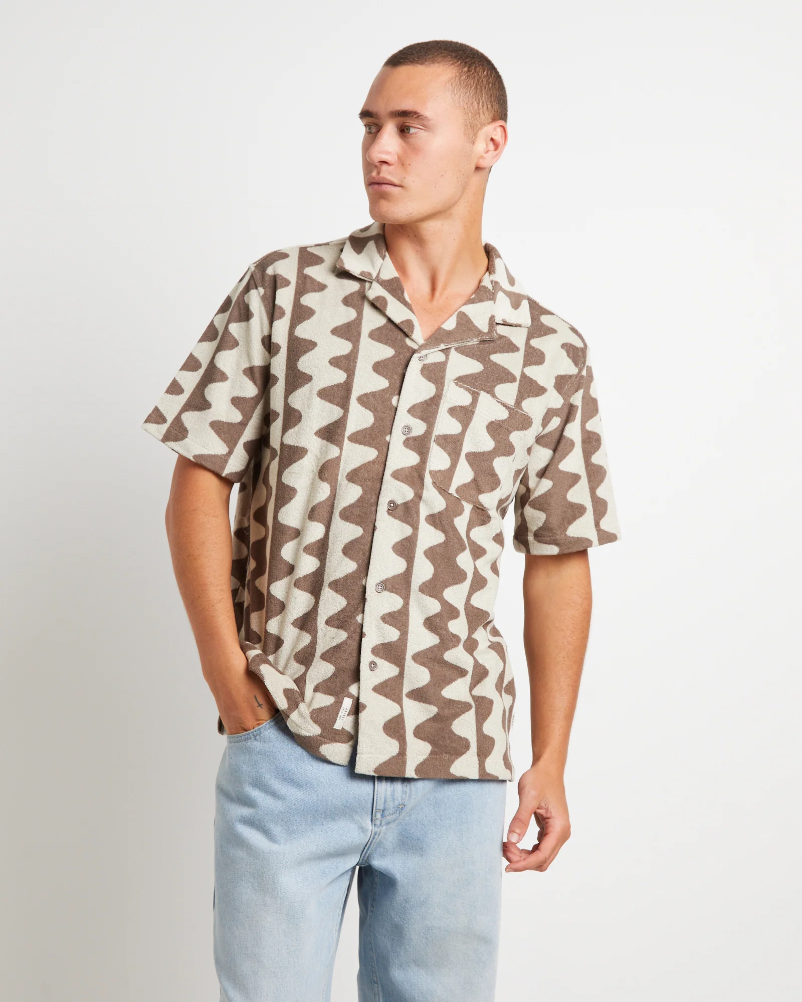 Waves Terry Short Sleeve Shirt in Mud
