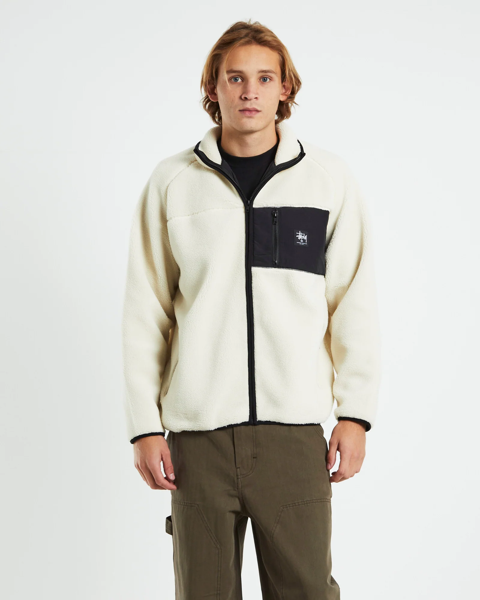Work Sherpa Zip Crewneck Jumper Natural - Image 5