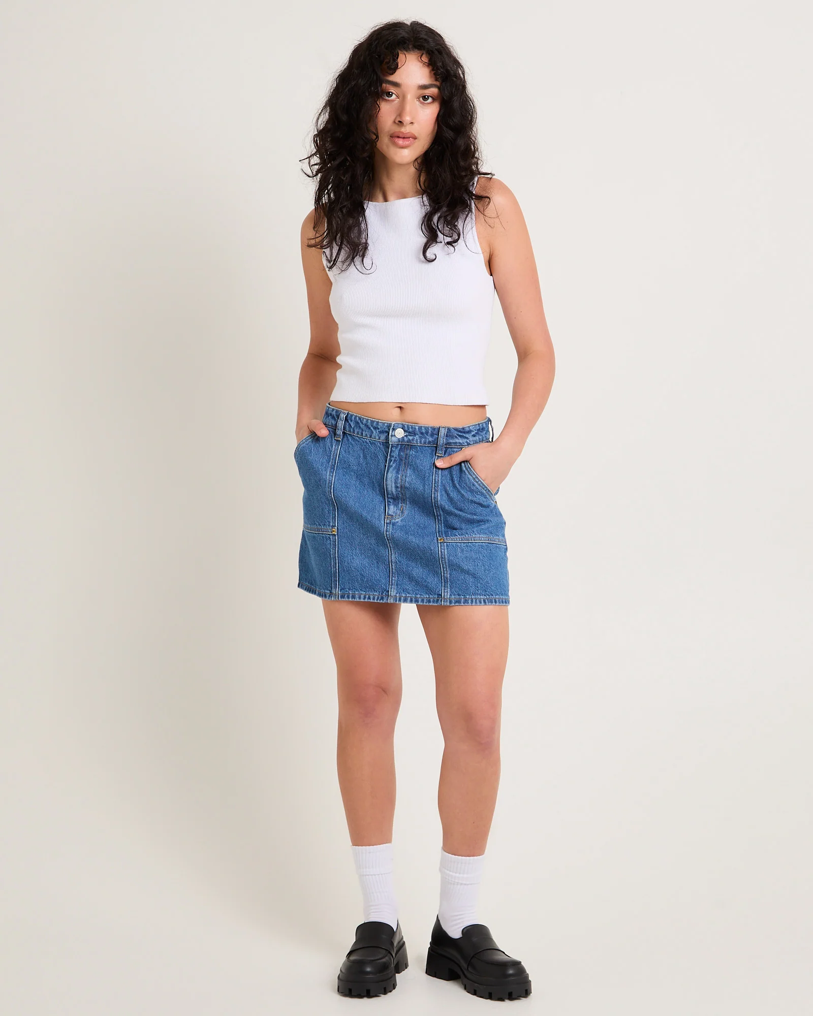 Worker Denim Mini Skirt