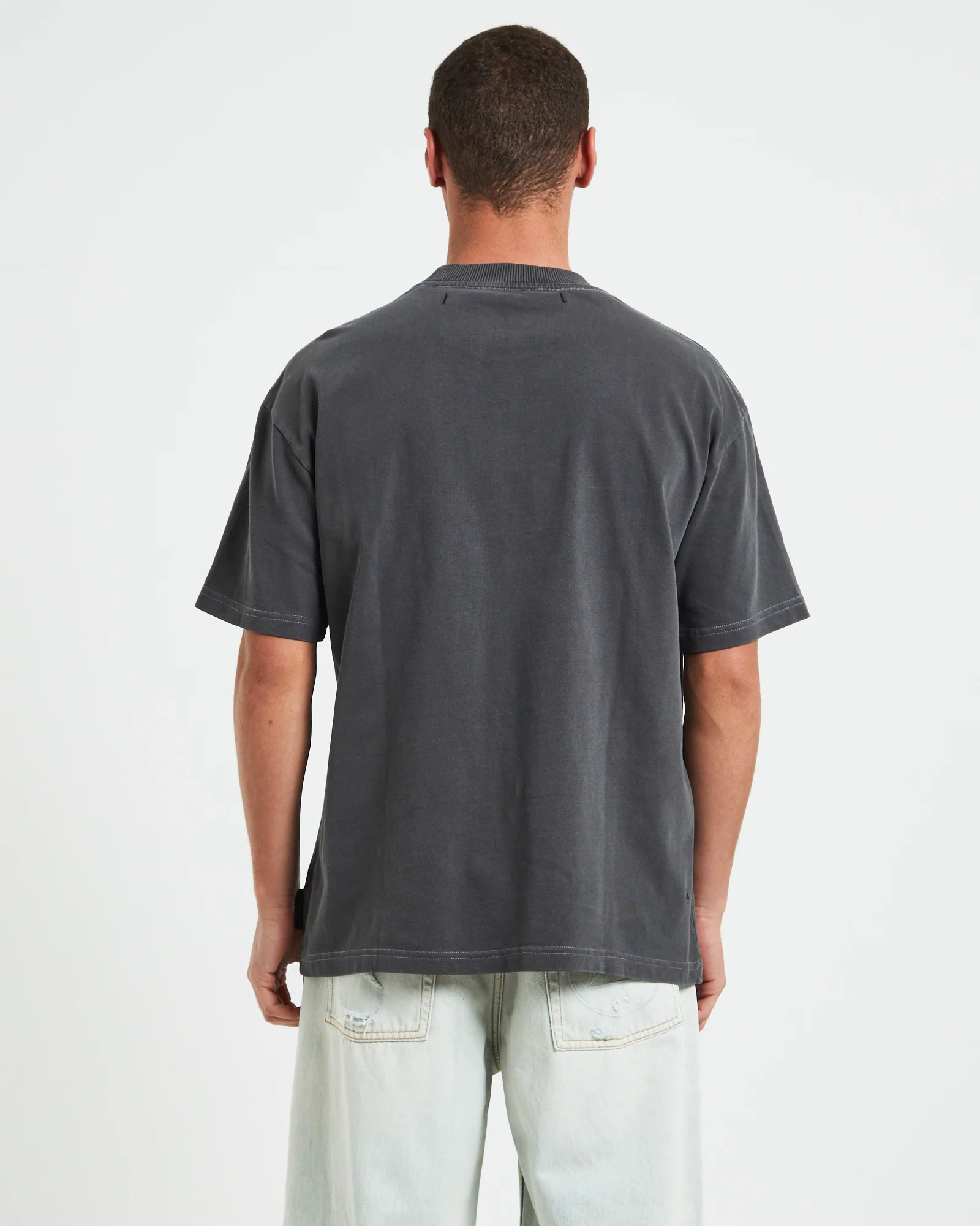 Wrapped Short Sleeve T-Shirt in Pewter Grey - Image 2