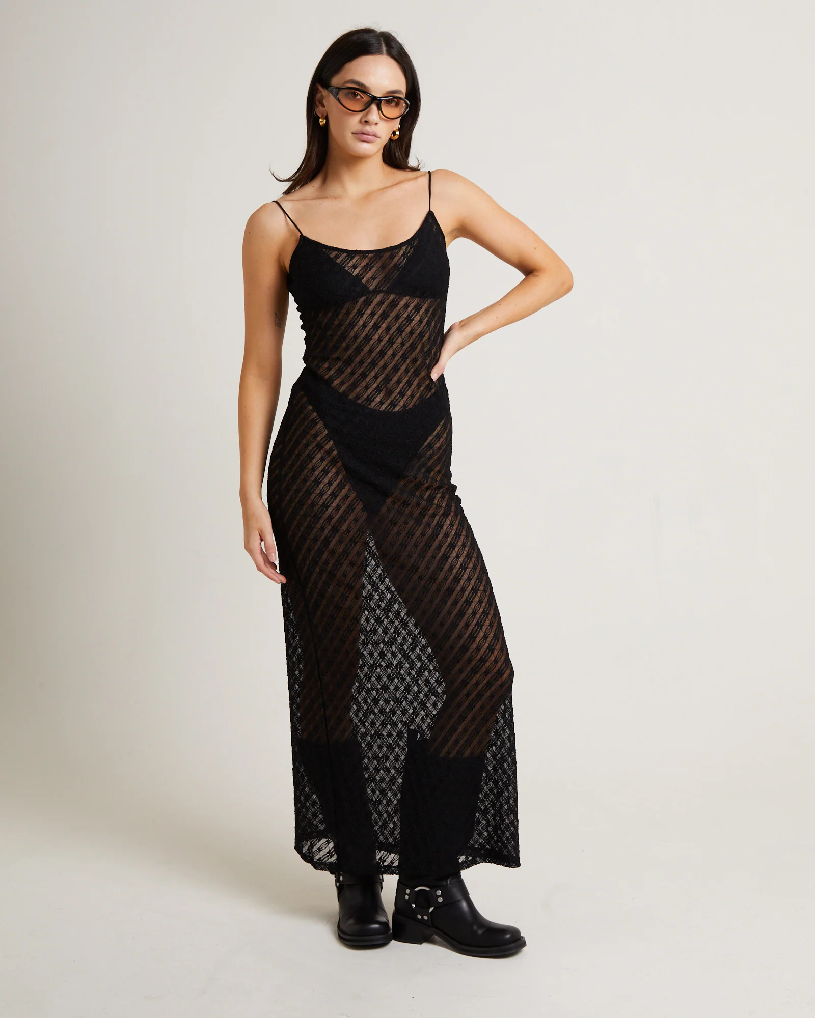 Zayla Daisy Lace Maxi Dress in Black