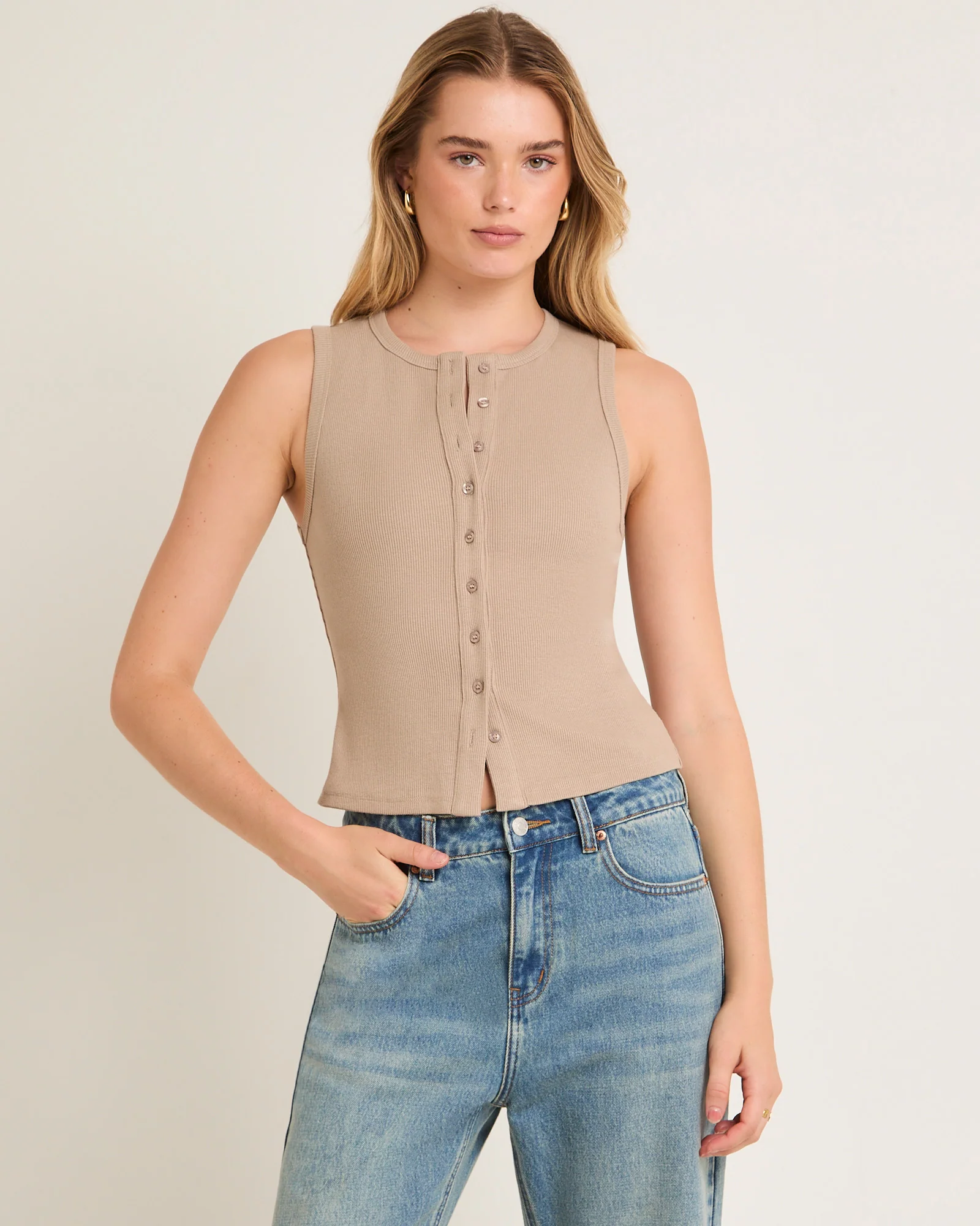Zoe Button Front Tank Top