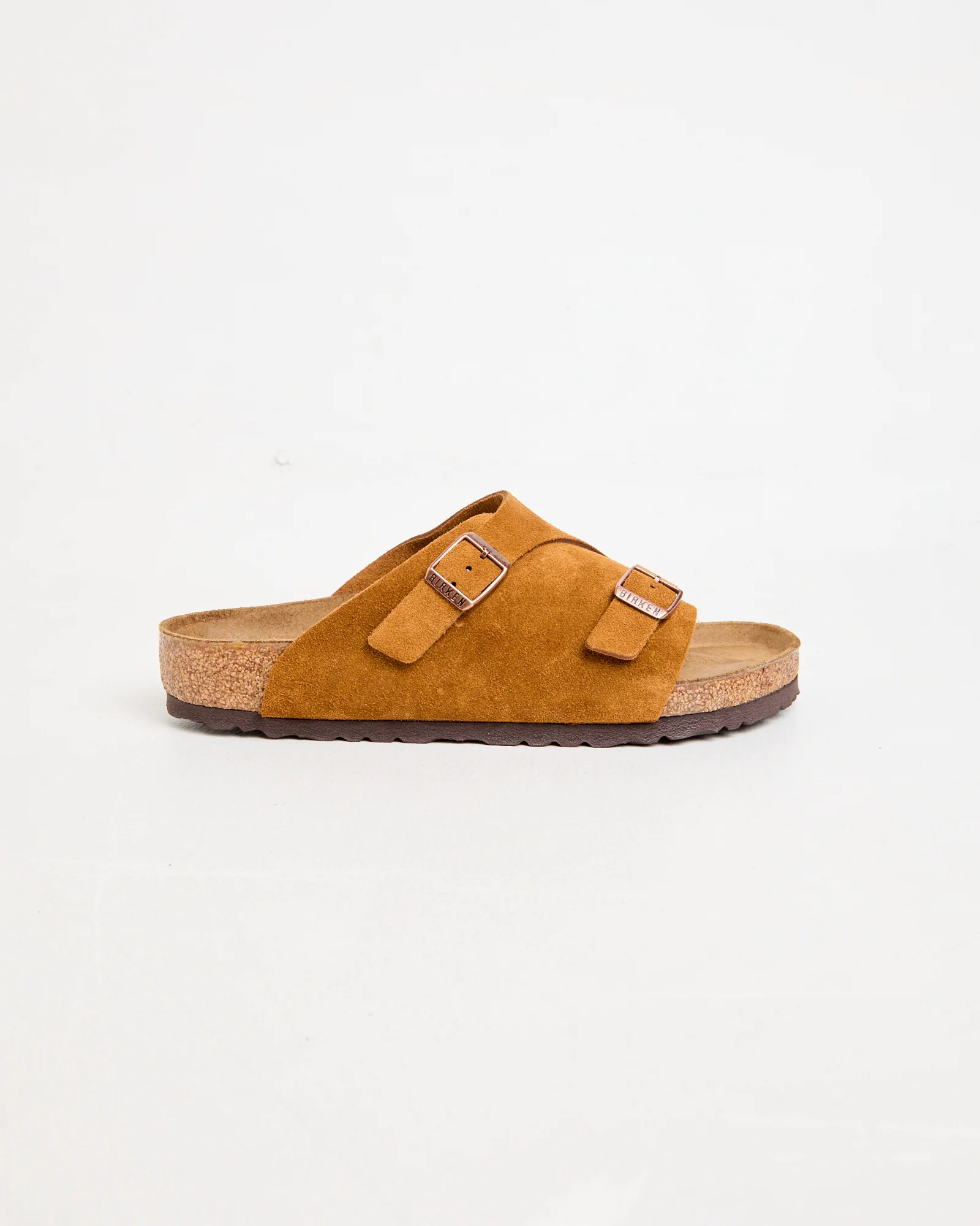 Zurich Regular Leather Suede Sandals in Mink - Image 2