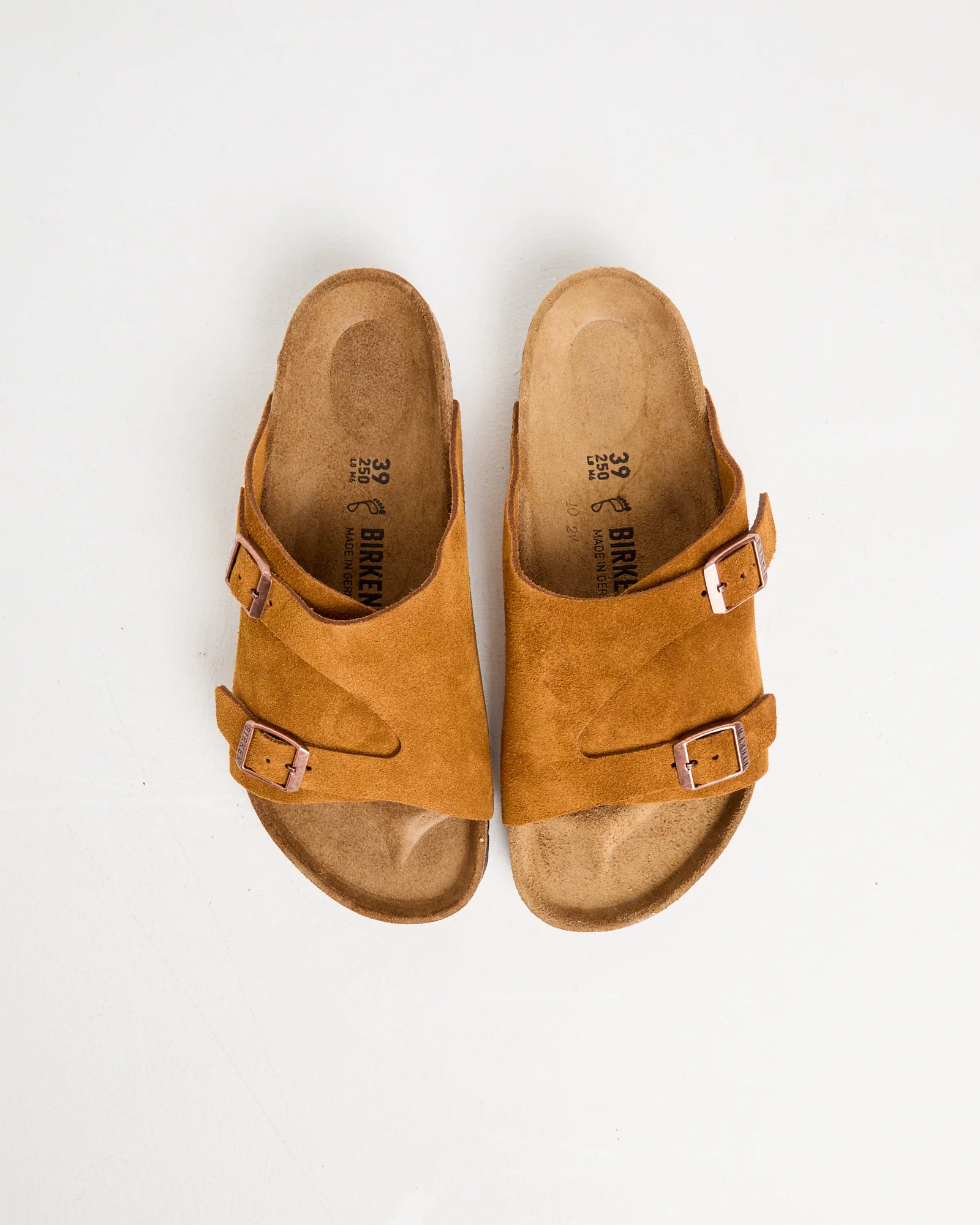 Zurich Regular Leather Suede Sandals in Mink - Image 4