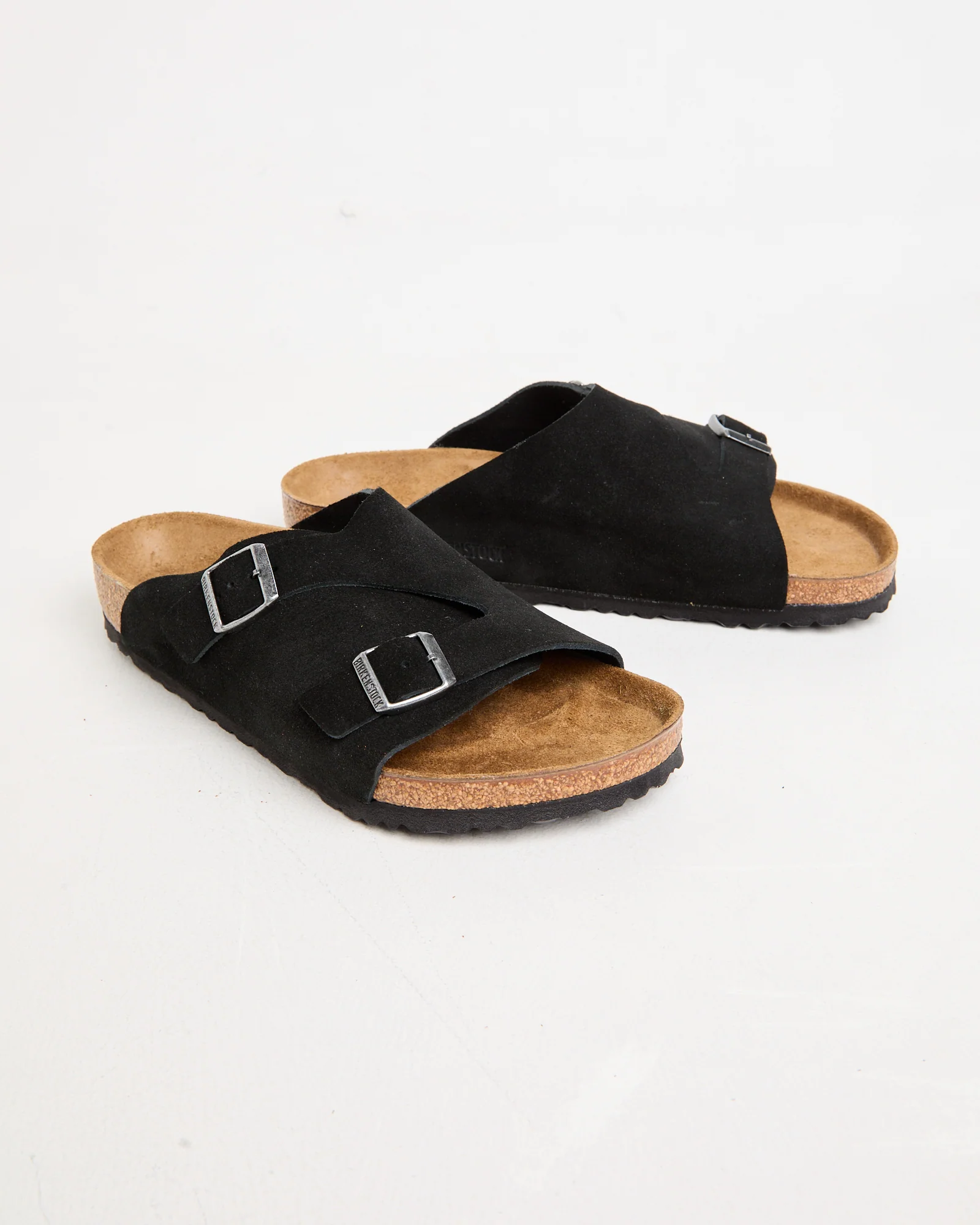 Zurich Regular Suede Leather Sandals in Black