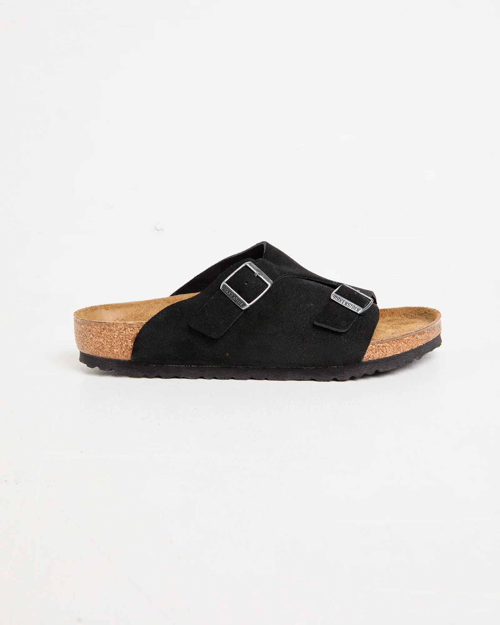 Zurich Regular Suede Leather Sandals in Black - Image 2