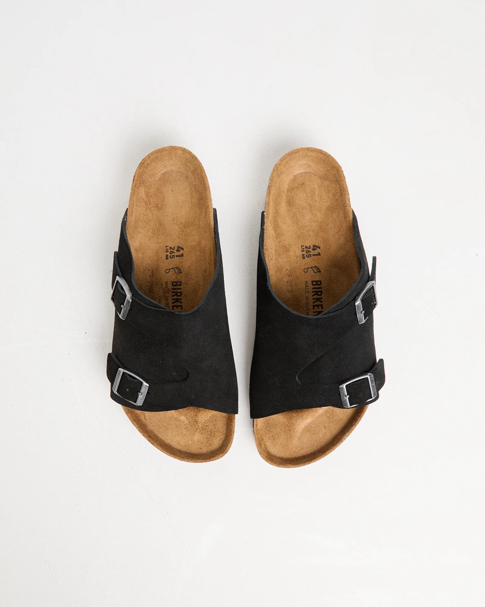 Zurich Regular Suede Leather Sandals in Black - Image 4